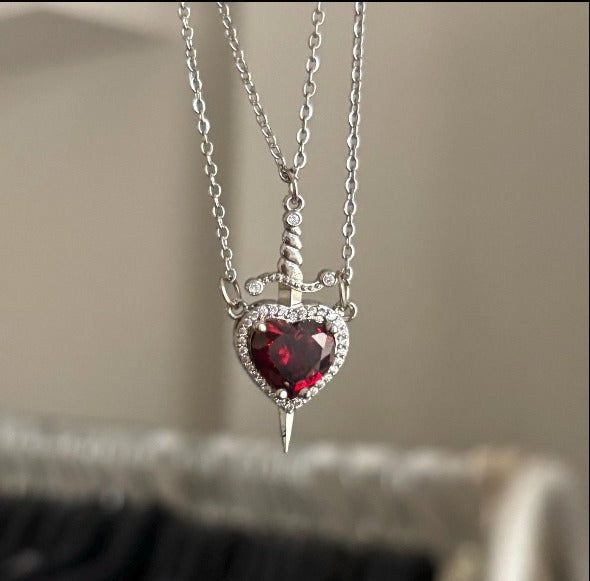 Heart & Sword Pendant Necklace