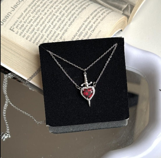Heart & Sword Pendant Necklace